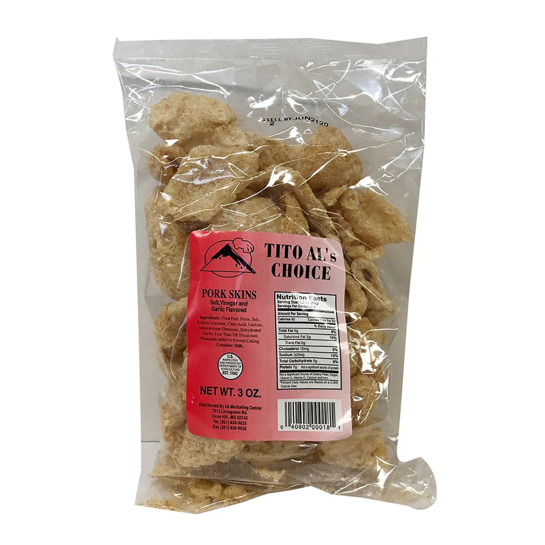 Tito Al's Choice Pork Skin - Salt Vinegar & Garlic Flavor 3oz